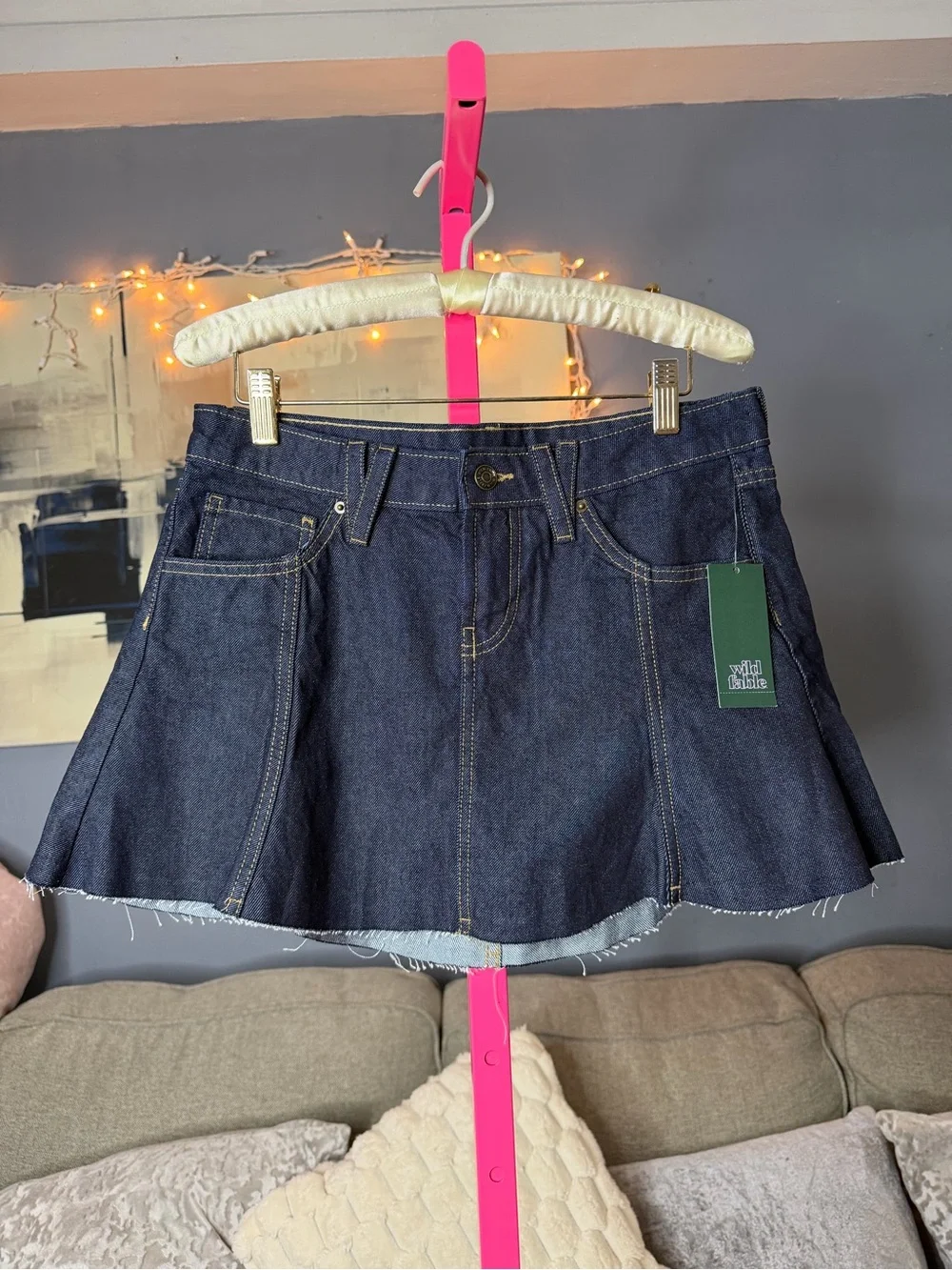 Wild Fable Dark Wash Denim Pleated Mini Skirt Size 2 NWT 💛